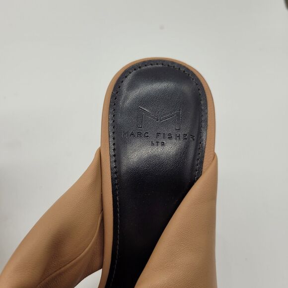 MARC FISHER Womens Dellian Stiletto Slip On Leather Heeled Sandal sz 8 tan brown - Picture 3 of 9